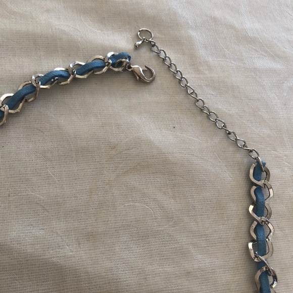 multi strand turquoise color and silver tone necklace - Picture 7 of 12